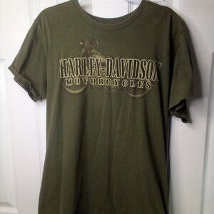 Harley Davidson Motorcycles Shirt Men XL Short Sleeve Greenville SC Green